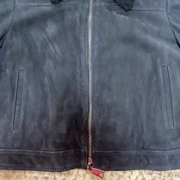 Ted Baker blue suede jacket with shearling collar - Picture 3 of 7